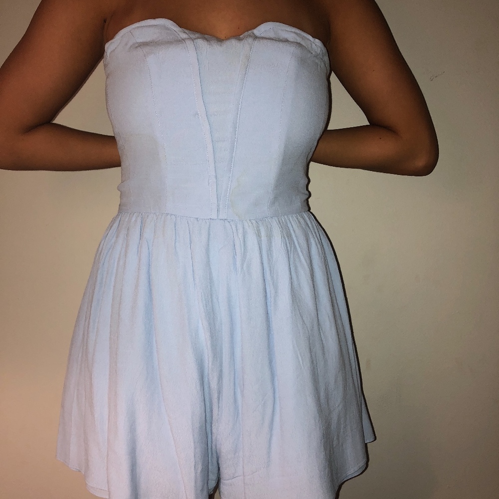 Strapless Blue Romper